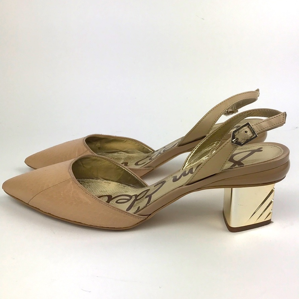 Sam Edelman 11 Carol snakeskin gold slingback heel